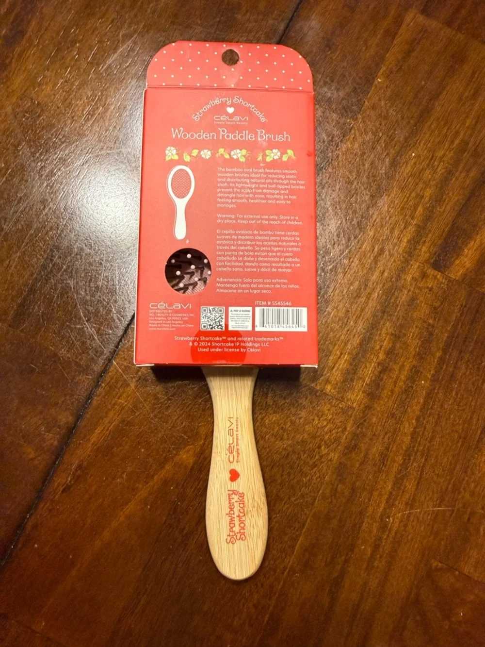 Bamboo Paddle Hair Brush with Pink Cushion - Picture 5 of 5